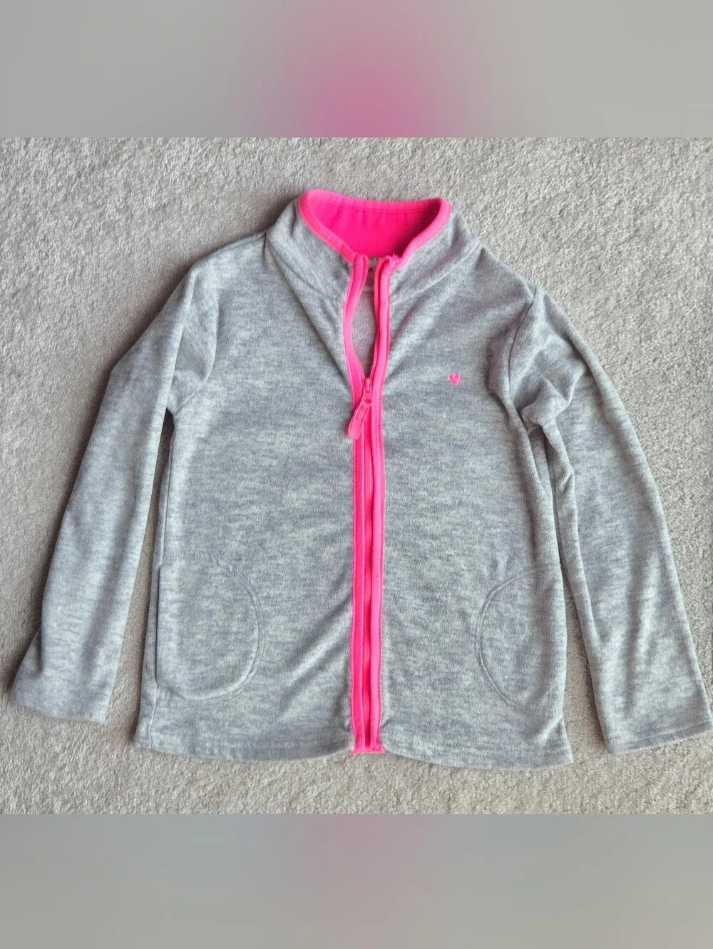 Carter's Gray Fleece Jacket with Hot Pink Trim